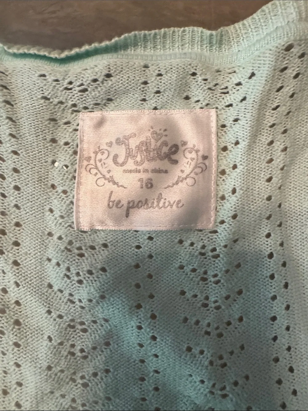 Vintage Justice Mint Short-Sleeve Openwork Cardigan